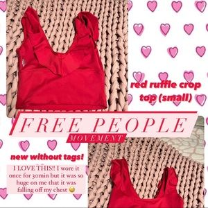 NWT Free People red ruffle crop top / sports bra
